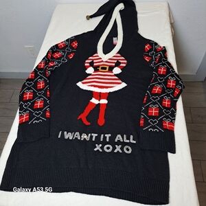 No Boundaries Black and Red V-Neck Sweater Size XXXL